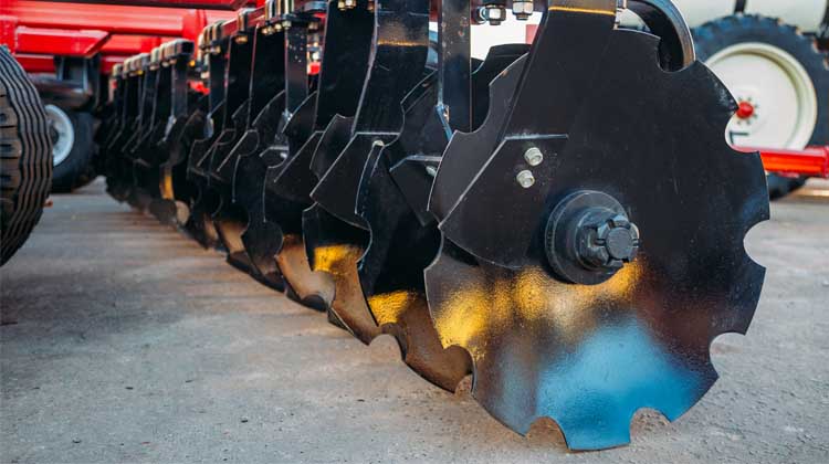 Row of gears on machine